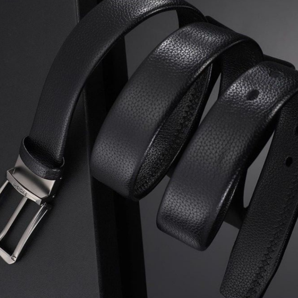 Classic Si Pin Buckle Black 3.5cm Width Belt, Designer Luxury Silver Buckle, Suitable for Casual and Business Occasions
