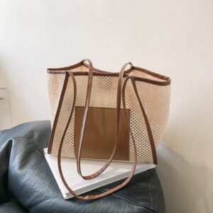Straw women's Fashion beach summer new large capacity woven simple casual shoulder bag 2025