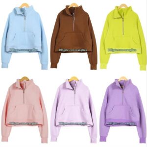 Designer Women Yoga Hoodie Half-Zip Pullover Sweatshirt Line Decoration Comfortable Activewear Yoga Gym Training Fitness Sportswear Hooded winter Jogging Hoodie