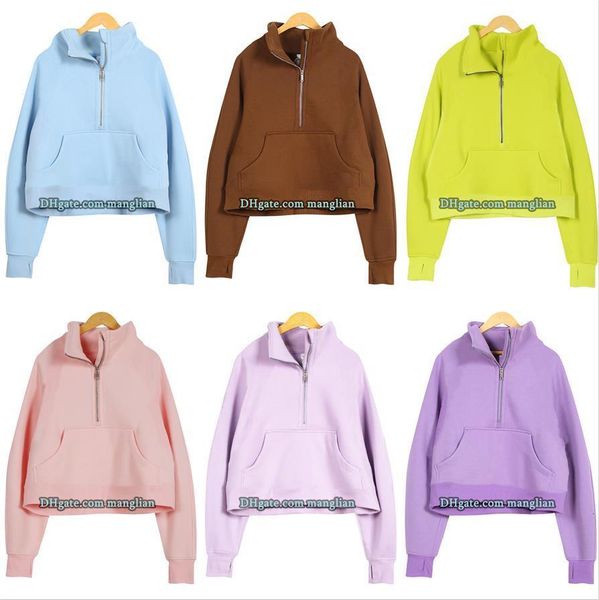 Designer Women Yoga Hoodie Half-Zip Pullover Sweatshirt Line Decoration Comfortable Activewear Yoga Gym Training Fitness Sportswear Hooded winter Jogging Hoodie