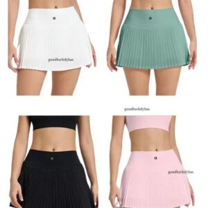 alocardio 5A quality Gym Yoga Women's Tennis Skirt with Pleats – High-Waisted Sports Short Dress Black/White/Green/Pink/Khaki