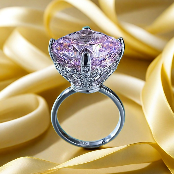 15*15 iceflower cut love rose ring S925 sterling silver crystal pink and white rose high-carbon diamond luxurious setting wedding proposal birthday anniversary ring