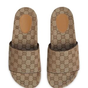 canvas slides fashion slippers sport pool rubber loafers with box and dust bags