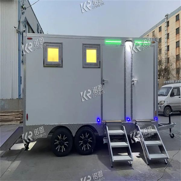 4 Station Portable Bathroom Shower Rooms Porta Potty Trailer Mobile Toilet Trailer Luxury Restroom Trailer Truck