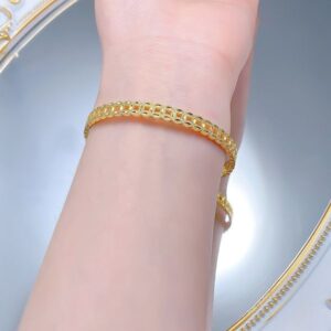 New S925 Sterling Silver Gold-Plated Traditional Chinese Coin Bracelet – Ancient Feng Shui Design for Wealth and Prosperity