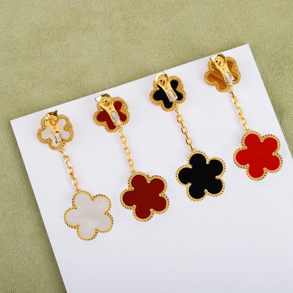 Womens Earrings Fashion Stud Earings Clover Stainless Elegant for Woman Classic 19 Color High Quality box need to extra cost