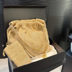 Straw Garbage Bag Designer Womens Shoulder Bag Gold Hardware Metal Letter Pearl Chain Matelasse Chain Hand Crossbody Shopping Bags 2-In-1 Purse Dinner Sacoche 35/18cm