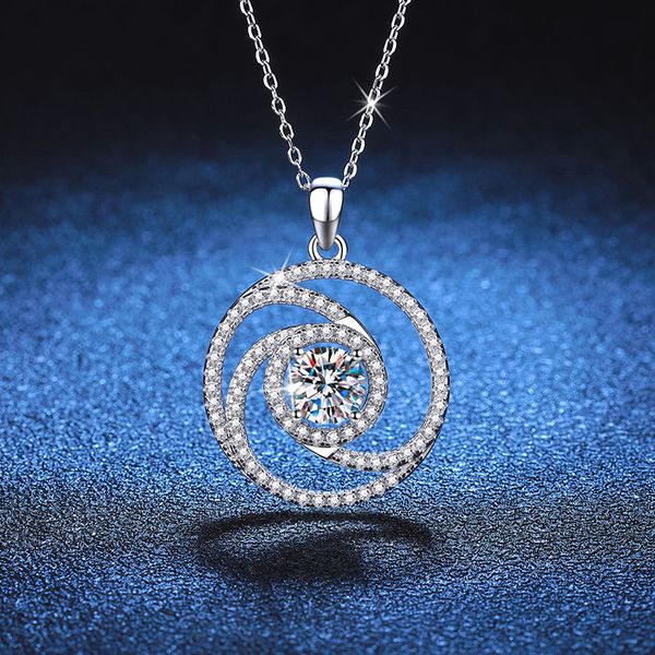 S925 Sterling Silver Moissanite Pendant Necklace with Full Diamond D Color Moissanite, Elegant Windmill Design for Women, Luxury Jewelry Gift
