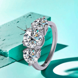 D-color VVS1 4CT Moissanite band Ring, S925 sterling silver Tricolor Lucky God ring, unique and high-end, light luxury and fashionable band ring