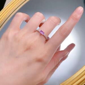 Elegant S925 Sterling Silver Engagement Ring with Purple Gemstone, Simple and Timeless Design for Women