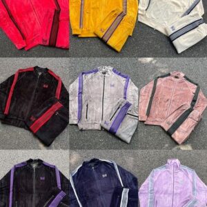10A Designer Tracksuits Needles tracksuits Butterfly Velvet Cardigan Retro Ribbed Zipper Jacket Pants Sport Set