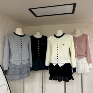 designer womens sweater Exclusive Black and White Lady's Cardigan Sweater in designer Style Autumn and Winter Casual Fairy Top one size