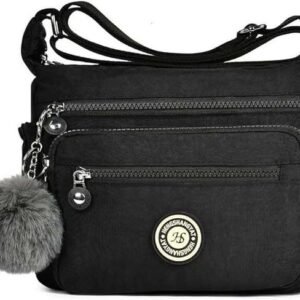 Women's Multi-Pocket Casual Crossbody Bag Multifunctional Travel Bag with Adjustable Shoulder Strap Nylon Lightweight and Waterproof for Shopping Hiking