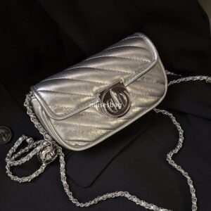 High quality soft silver high-end niche bag, new trend small fragrant style diamond grid chain bag versatile single shoulder crossbody bag