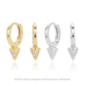S925 pure silver zirconium cone-shaped earrings – unique, bold and versatile style earrings