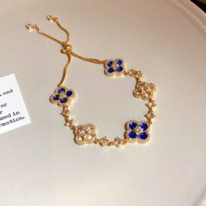 Luxury Bracelet Designer Clover Bracelets Women Gold Plated Flower Crystal Bangle Charm Jewelry Gift