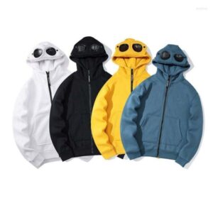 Men's Hoodies Men's & Sweatshirts Streetwear Hip Hop Men Round Lens CP Sweatshirt Pullover Pure Cotton Hooded Fleece Warm Harajuku