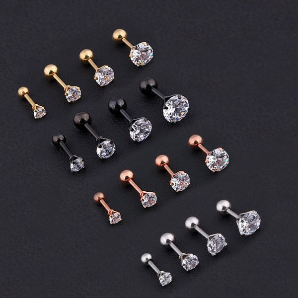 Super Flash Four-Finger Zirconia Ear Bar Pin with 0.8mm thick screws for fastening ear stud earrings.