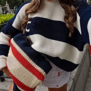 designe Women's Sweaters Striped Sweater Knitted Pullover Loose Women Long Sleeve sweater 2025 Autumn Chic Casual Spicy Girl BFG2502077