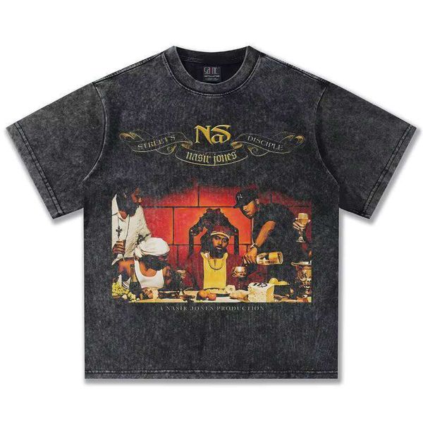 Clothing Manufacturer Washed Printed Letter 280g 100% Cotton Short Sleeve Heavyweight Loose T-Shirt