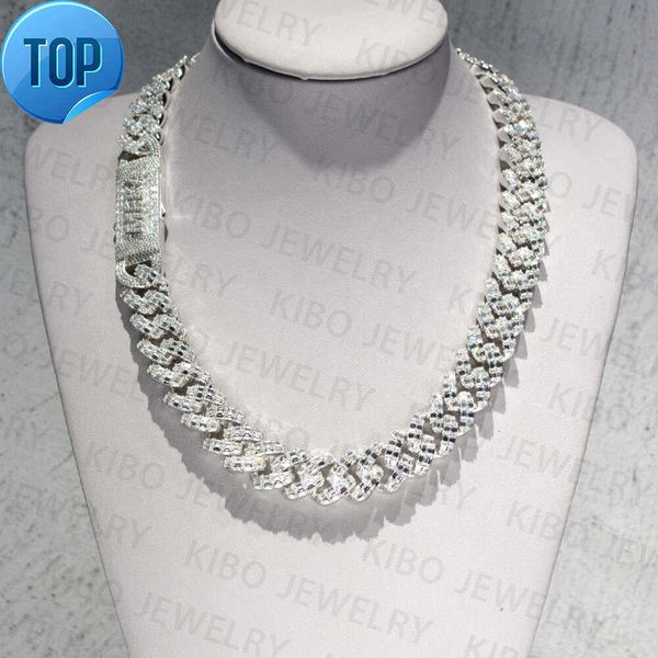 Emerald Cut Moissanite Diamond Iced Out Chain - 18mm 925 Silver Miami Cuban Link - Hip Hop Rapper Jewelry for Men 2024