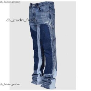 Galeryly Jeans Dept Men's Jeans Men's Denim Work Pants Fashion Stretch Patch Denim Stacked Flare Pants 9e3