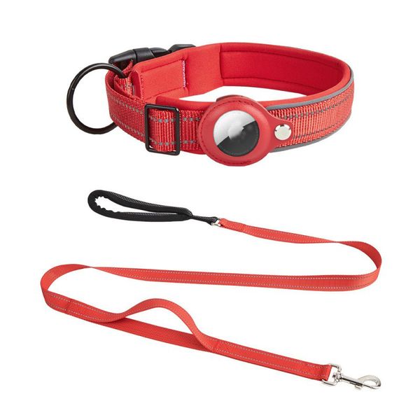Factory Designer Durable Adjustable Comfortable Soft Padded AirTag Case Pet Dog Collar Handled Leash Set Pet Accessories