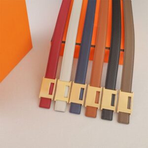 Men Womens Designer Belt Genuine Leather Belts Width 2.4cm Reversible Thin Cowhide Golden Silver Smooth Buckle Waistband Mens Waist Girdle