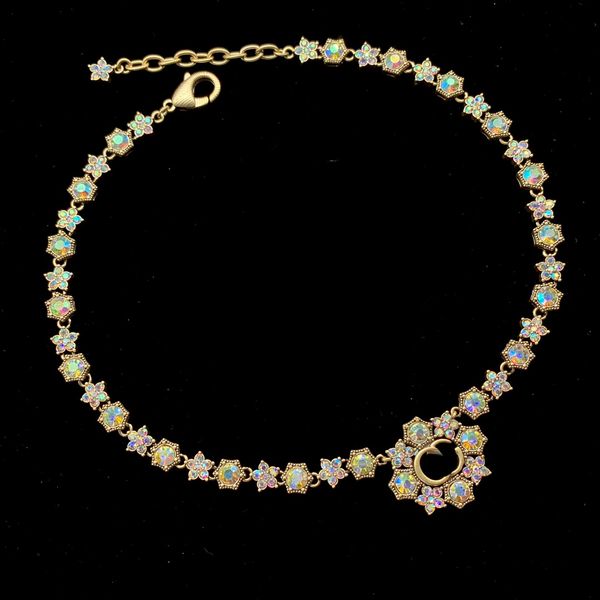 Designer Luxury pendant letter necklace for women Party wedding gift engagement jewelry 18K Gold Plated Crystal Brand necklace With box