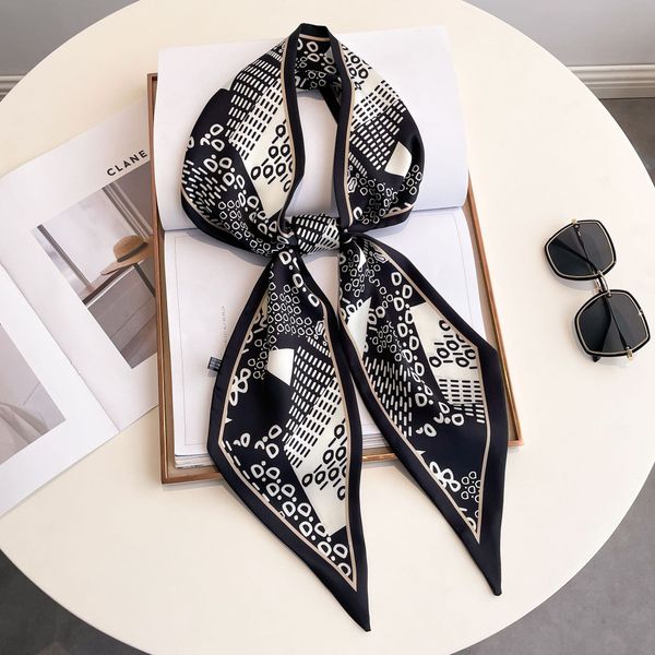 New small long strip scarf for women, with flowing ribbons and decorative elements. Korean-style spring-autumn versatile collar tie for business shirts.