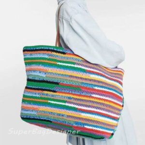 7A women Luxury Designer Rainbow Tote Bag Crochet Armpit bag Shoulder Bags Crossbody Weave ladies Beach Bag Summer lady Handbag Shoulder Beach Travel totes Handbags
