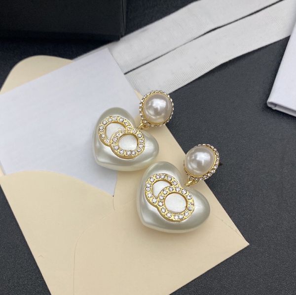 Classic Designer Necklace Pendant Pearl Earrings Set Brand Letter Choker Chain Party 18k Gold Plated Jewelry Gift with Box