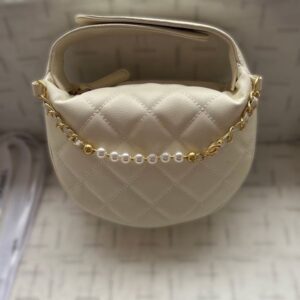 Shoulder Bags Designer Handbags Hand Bag Half Moon High Quality Genuine Leather Cowhide Gold Pearl Chain Luxury White Purse Womens Handbag Crossbody Designer Bags