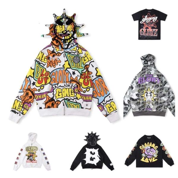 Glo Gang y2k glo gang hoody Men's T long-sleeve shirt Hoodies Fast Glory Full Hoodie High Street Print CamouflageMen 3D Printed Men Women Drink Cartoon Y2K Zip Hoody