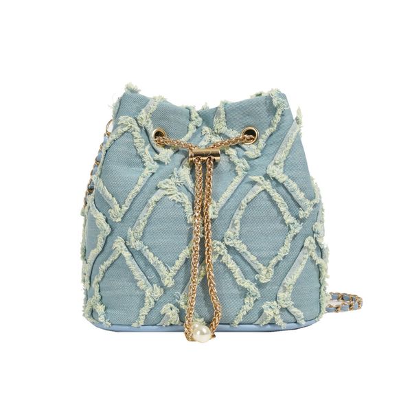Denim Summer patchwork one-shoulder bucket bag for women crossbody 2025s hot