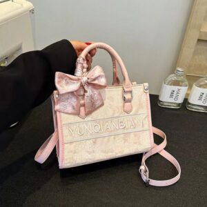 Leather Bucket Chic Single Shoulder Bag Ladies Advanced Feeling Elegant Flap Crossbody in Pale Pink – Lightweight for Daily Use