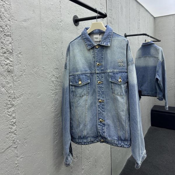 2025 Designer Spring and Autumn Women's Luxury Outerwear Women's Denim Jacket Monogram Label Fashion Jeans Jacket Loose Long Sleeve Jacket