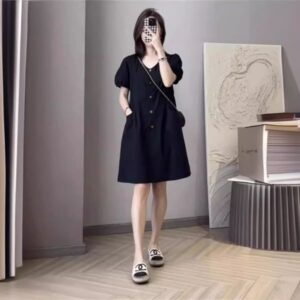 B427 French salty outfit light mature dress female summer short sleeves fashionable age-reducing loose casual skirt