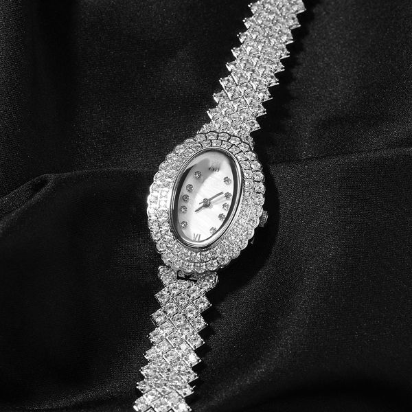 New Fashion Casual Women's Watch Light Luxury Niche Oval Dial Iced Out Designer Mechanical Watch Pass the diamond tester