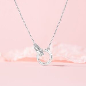 Trendy Love Symbol Hollow Out Necklace Featuring Dual Moebius Rings & Stainless Steel Chain