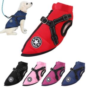 Dog Clothes Waterproof Warm Jacket Vest Winter Dog Clothes With Harness French-Bulldog Coat Pet Costume For Small Large Pets
