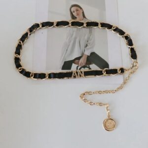 Designer Chains Belts Luxury Leather Metal Womens Gold Waist Chain Pendant Waistband Dress Cinch Casual Skirt Girdle Accessories