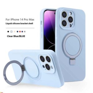 Liquid silicone phone case for iphone15 magnetic stand mobile phone protective case Apple 16 anti-fall