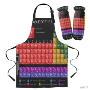 Kitchen Apron Periodic Table Of Elements Chemistry Housework Breathable Waistskirt Household Cleaning Home Cooking Work Skirt