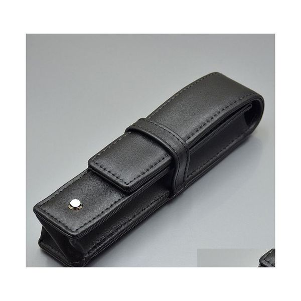 wholesale Pencil Bags High Quality Black Leather Pen Bag Office Stationery Fashion Case For Single Drop Delivery School Business Industrial Su Dhwmd