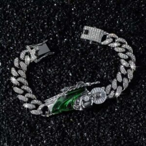 DHCollections Hip Hop Cuban Link Bracelet with Religious Figure Iced Out Bling Gold Color 20cm Alloy Chain Accessory for Men 1 Piece