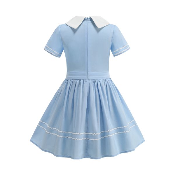 027-A dress in sky blue paired with a top-notch bag