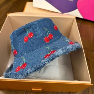 Cowboy Cherry Hat Foldable Hatwide Brim Hats Designer Women Visitor Travel Jeans Bucket Hat Denim Fitted Flanging Bonnet Fisherman Sunhat Cap Sunscreen Farm Hat