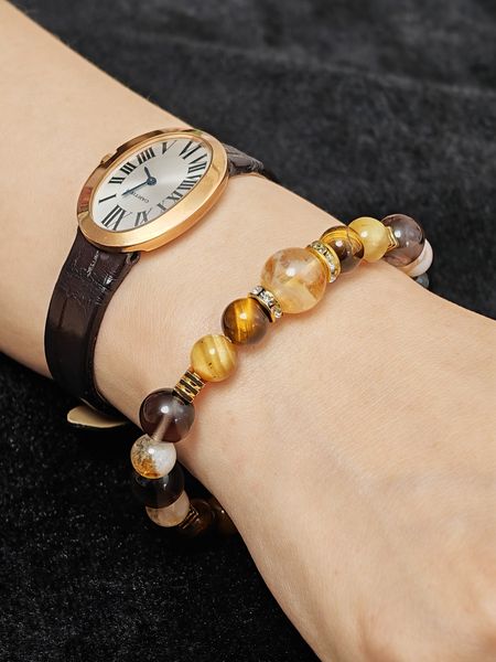 Explosive Money Management Model Tiger Eye Stone Tea Crystal Crystal Lights Luxury Couple Girlfriends Bracelet