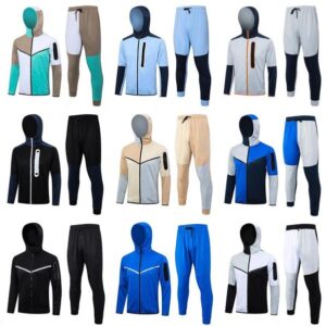 Mens Two Piece Training Kit Soccer Style Jogging Suit Hoodie and Pants Casual Tracksuit Sweat Set Designer Sportswear for Gym and Street Fashion Asian size